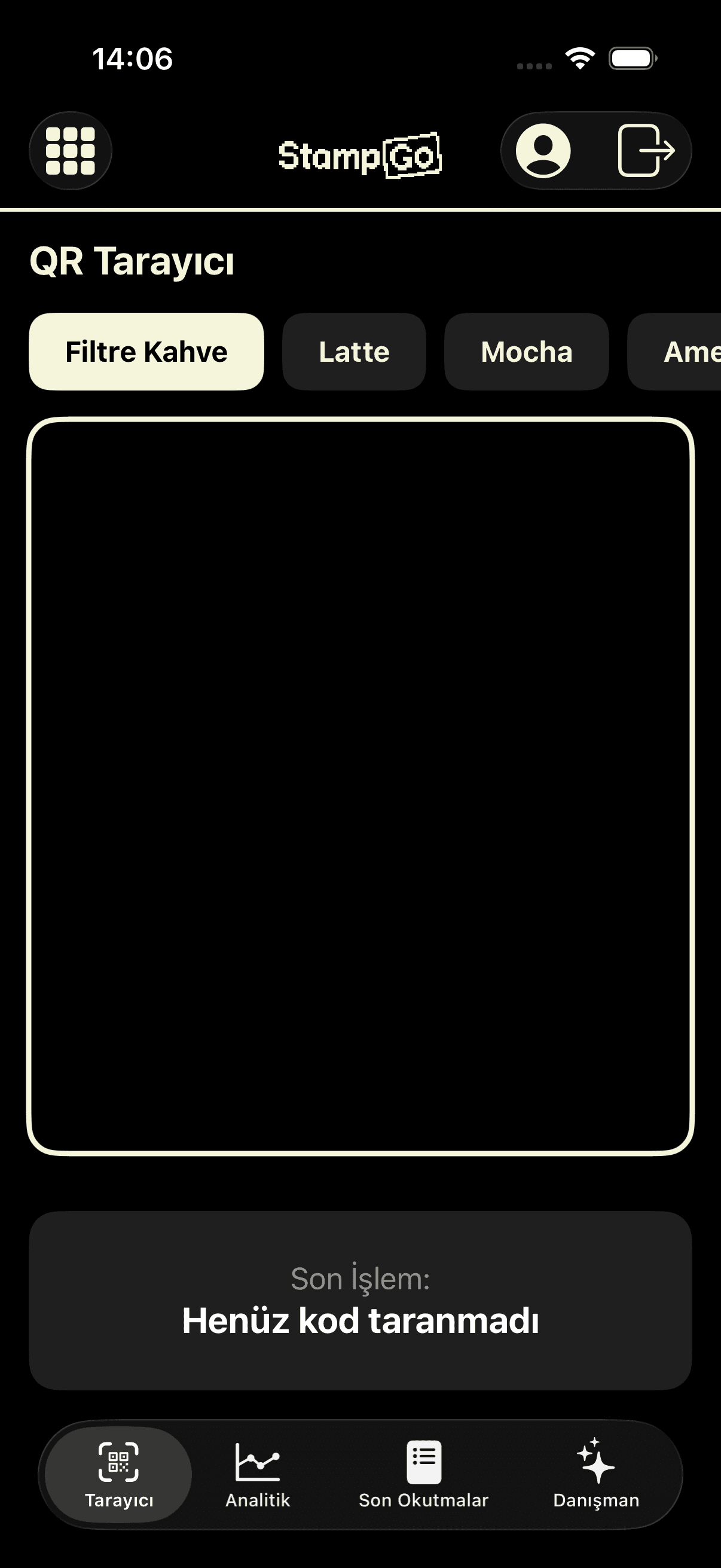 QR Tarayıcı Ekranı